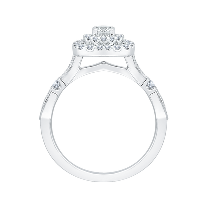 Diamond Double Halo Engagement Ring in 14K White Gold