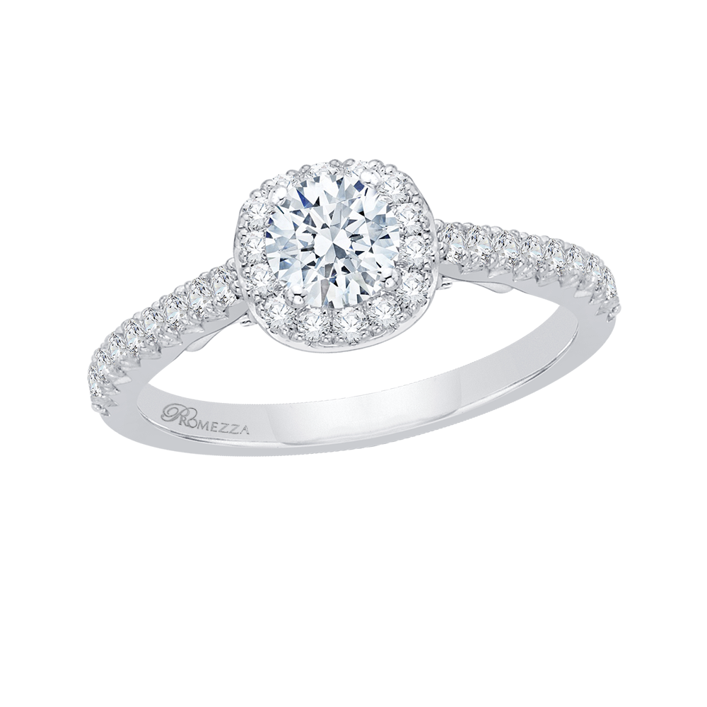 Diamond Halo Engagement Ring in 14K White Gold