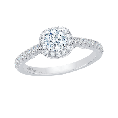 Diamond Halo Engagement Ring in 14K White Gold