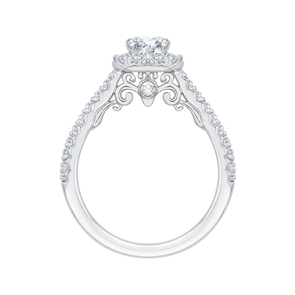 Diamond Halo Engagement Ring in 14K White Gold