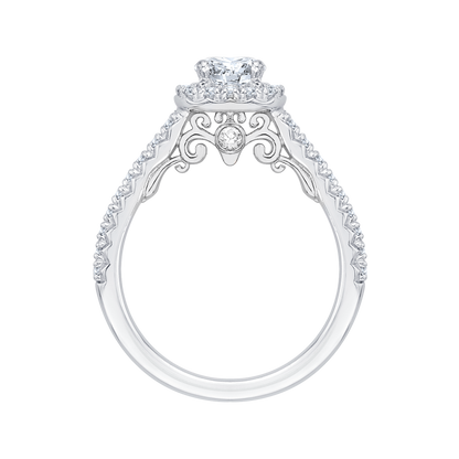 Diamond Halo Engagement Ring in 14K White Gold