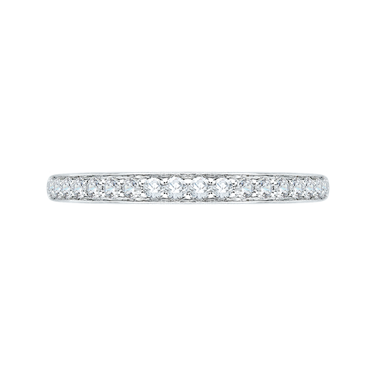 Round Diamond Half-Eternity Wedding Band in 14K White Gold