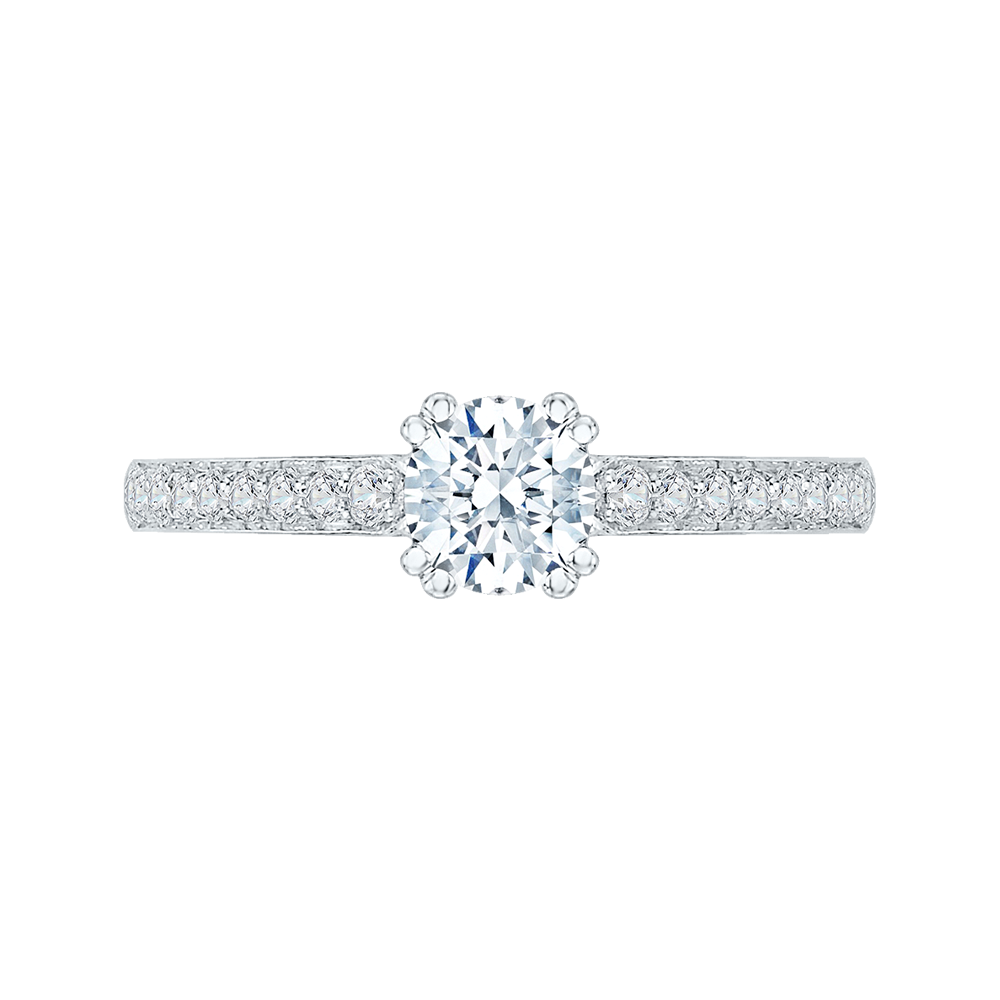 Diamond Cathedral Style Engagement Ring in 14K White Gold