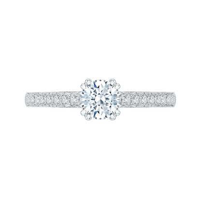 Diamond Cathedral Style Engagement Ring in 14K White Gold