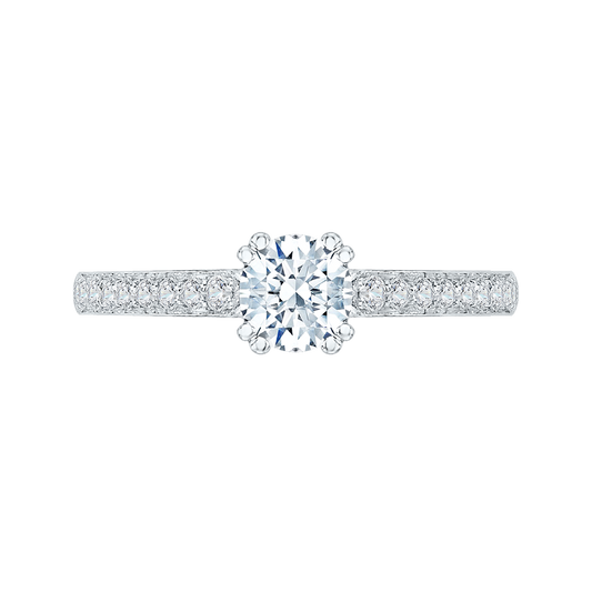 Diamond Cathedral Style Engagement Ring in 14K White Gold