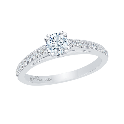 Diamond Cathedral Style Engagement Ring in 14K White Gold