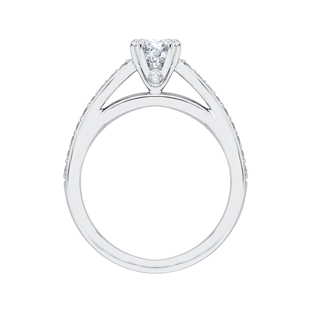 Diamond Cathedral Style Engagement Ring in 14K White Gold