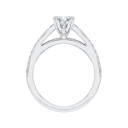 Diamond Cathedral Style Engagement Ring in 14K White Gold