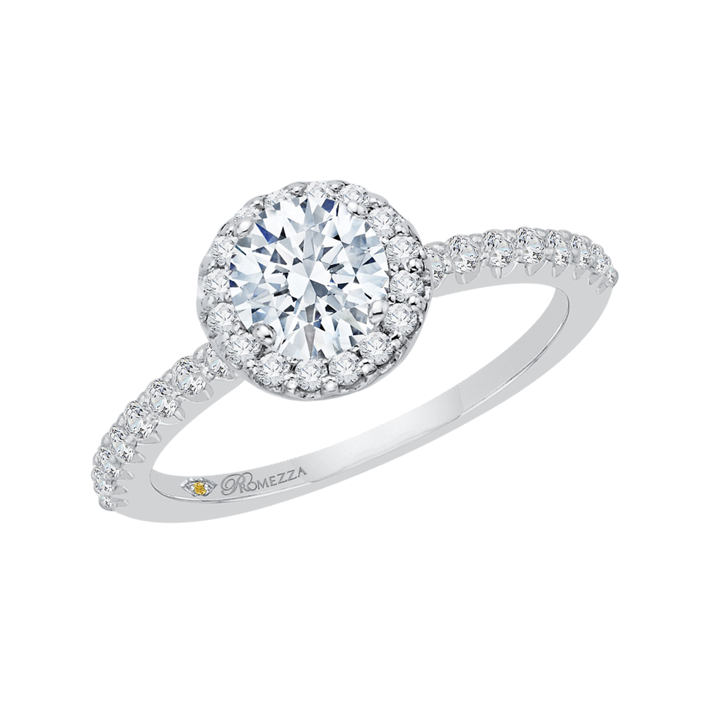 Diamond Halo Engagement Ring in 14K White Gold