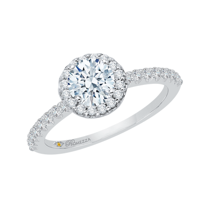 Diamond Halo Engagement Ring in 14K White Gold