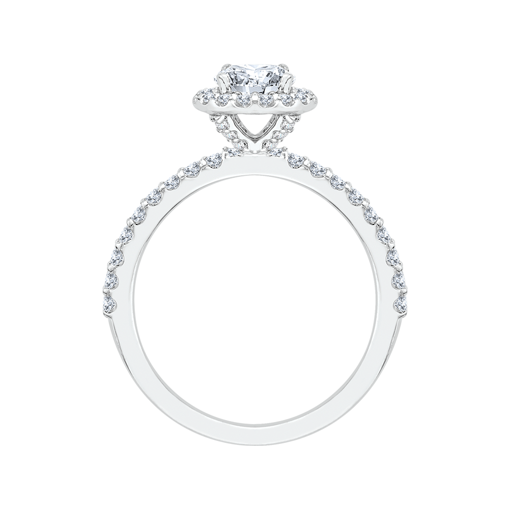 Diamond Halo Engagement Ring in 14K White Gold