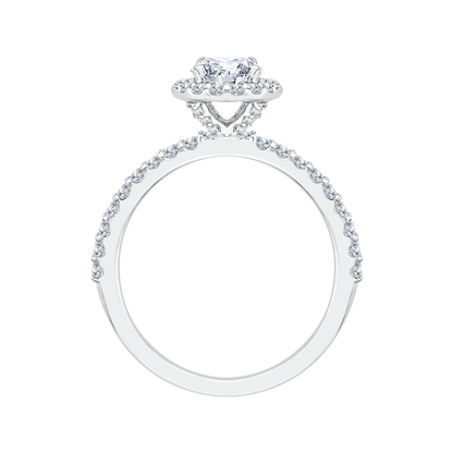 Diamond Halo Engagement Ring in 14K White Gold