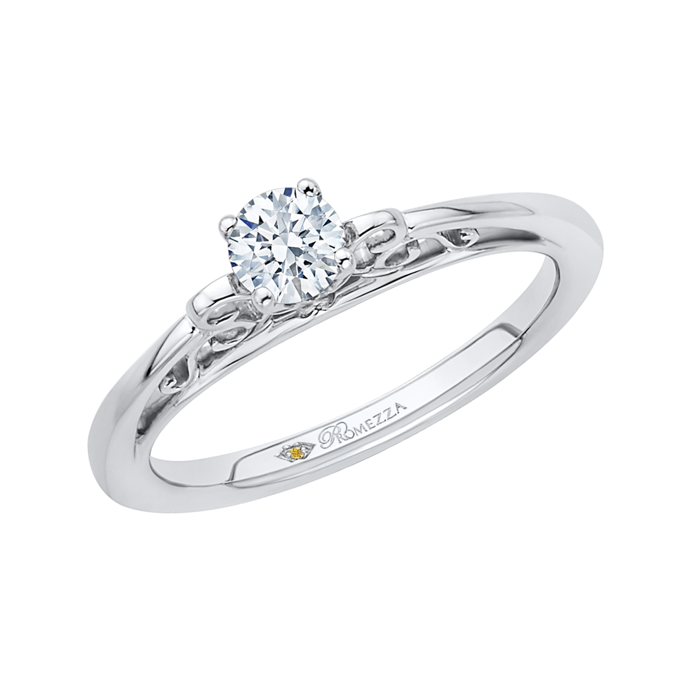 Diamond Solitaire Petite Engagement Ring in 14K White Gold