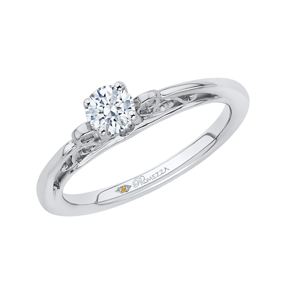 Diamond Solitaire Petite Engagement Ring in 14K White Gold