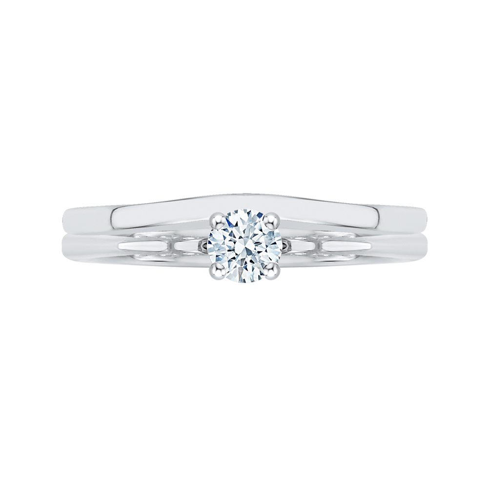 Diamond Solitaire Petite Engagement Ring in 14K White Gold