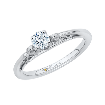 Diamond Solitaire Petite Engagement Ring in 14K White Gold