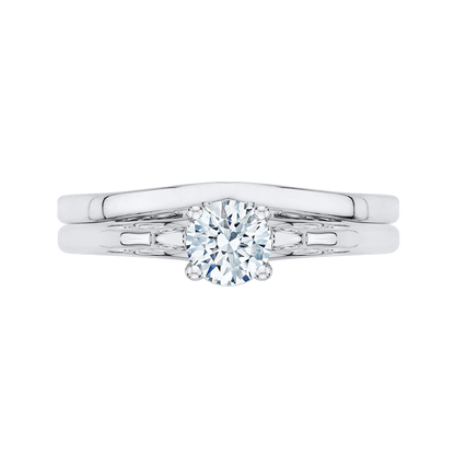 Diamond Solitaire Petite Engagement Ring in 14K White Gold