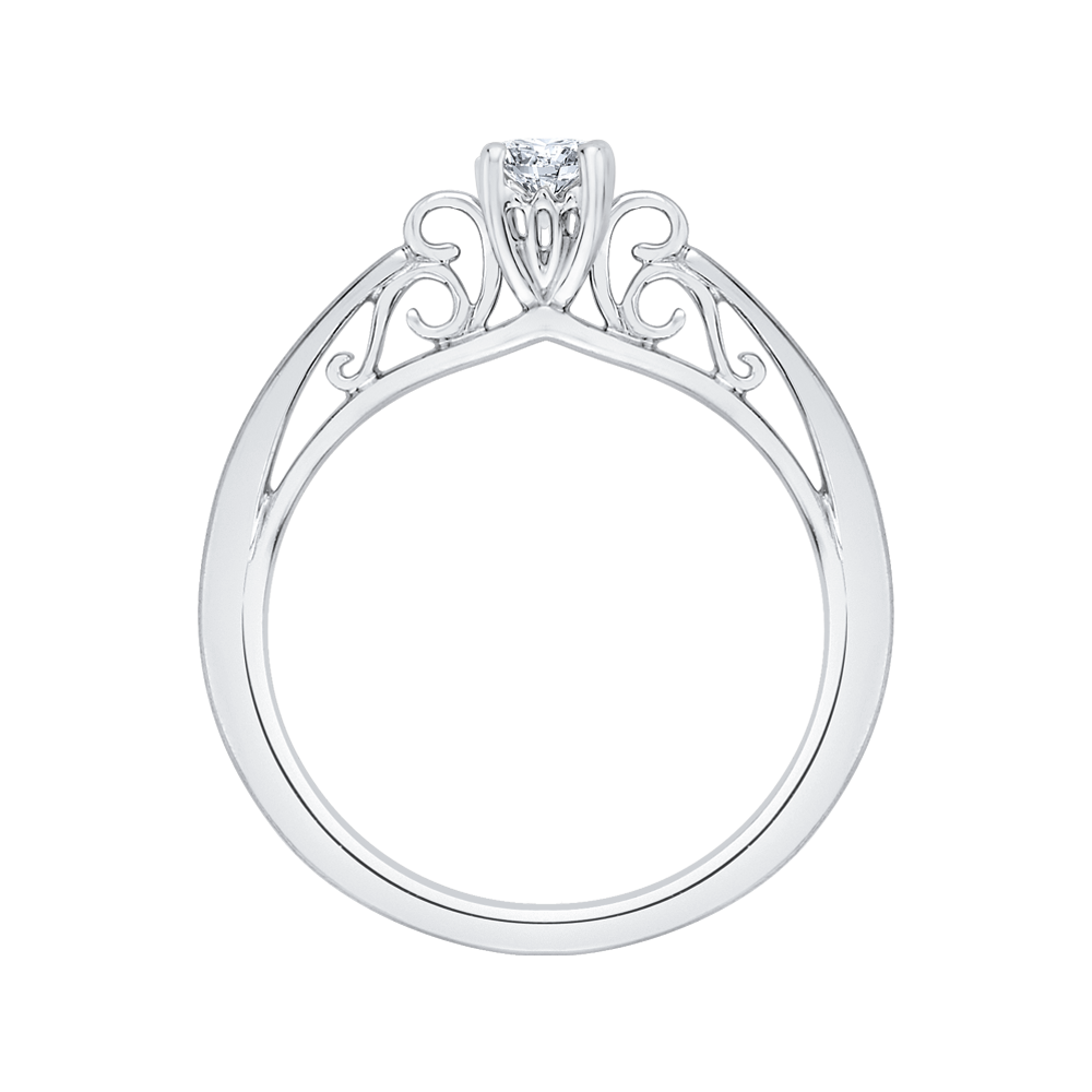 Diamond Solitaire Petite Engagement Ring in 14K White Gold