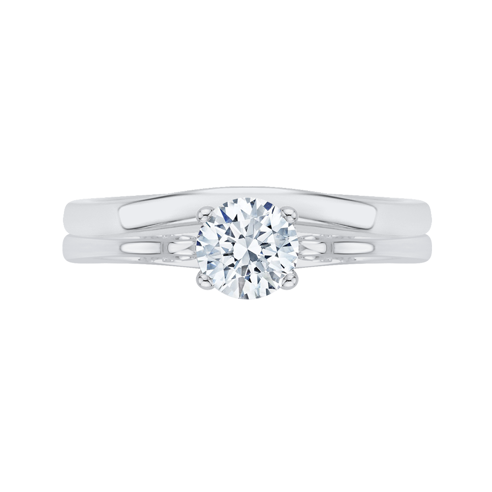 Diamond Solitaire Petite Engagement Ring in 14K White Gold