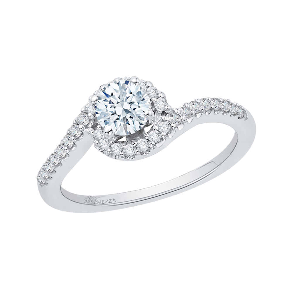 14K White Gold Round Cut Diamond Promise Engagement Ring