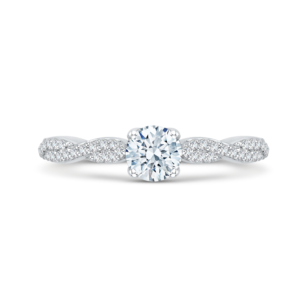 Diamond Floral Engagement Ring in 14K White Gold