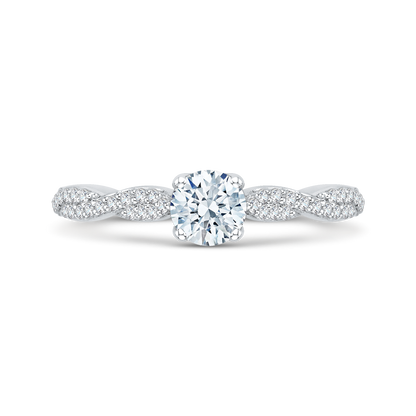 Diamond Floral Engagement Ring in 14K White Gold