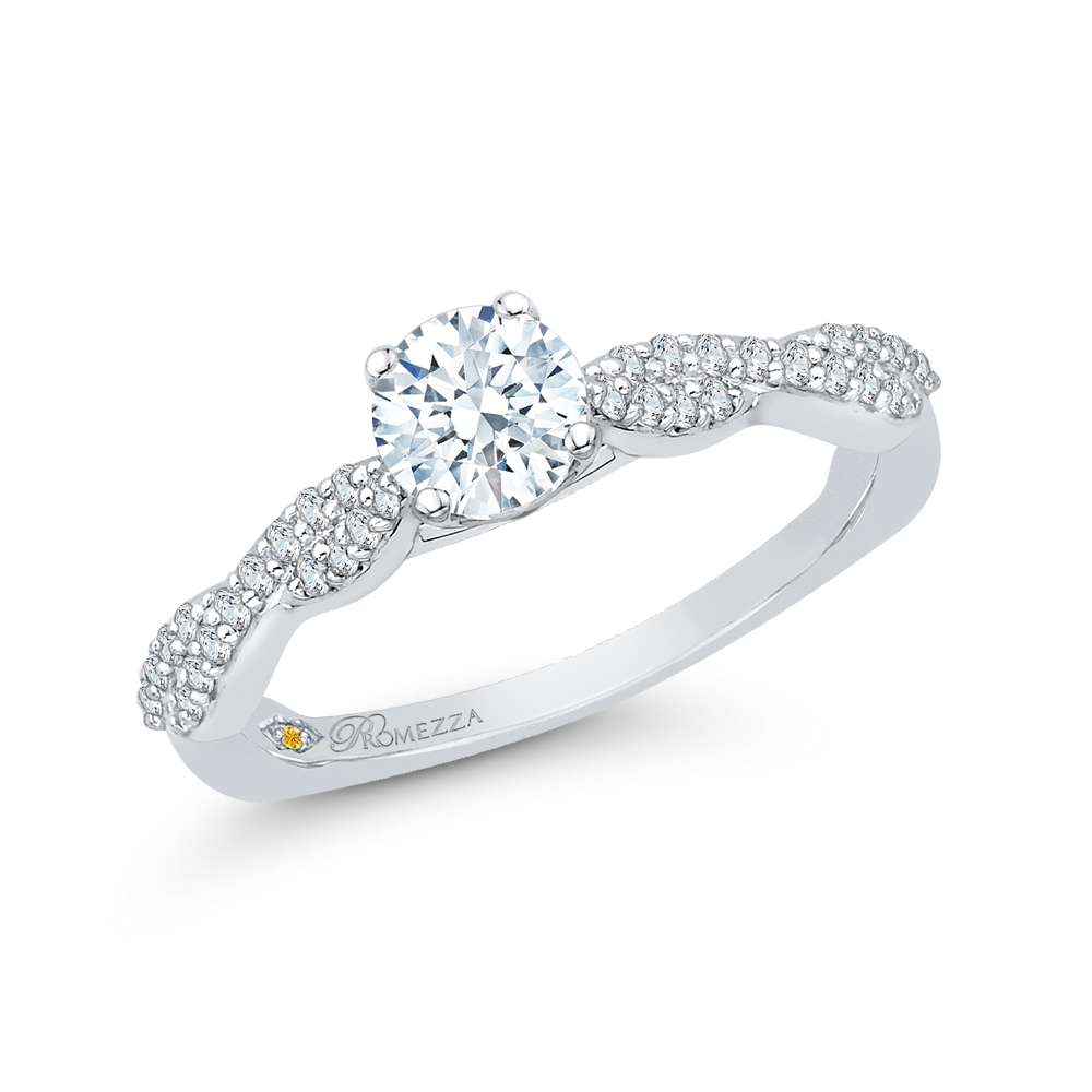 Diamond Floral Engagement Ring in 14K White Gold