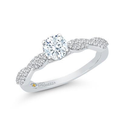 Diamond Floral Engagement Ring in 14K White Gold