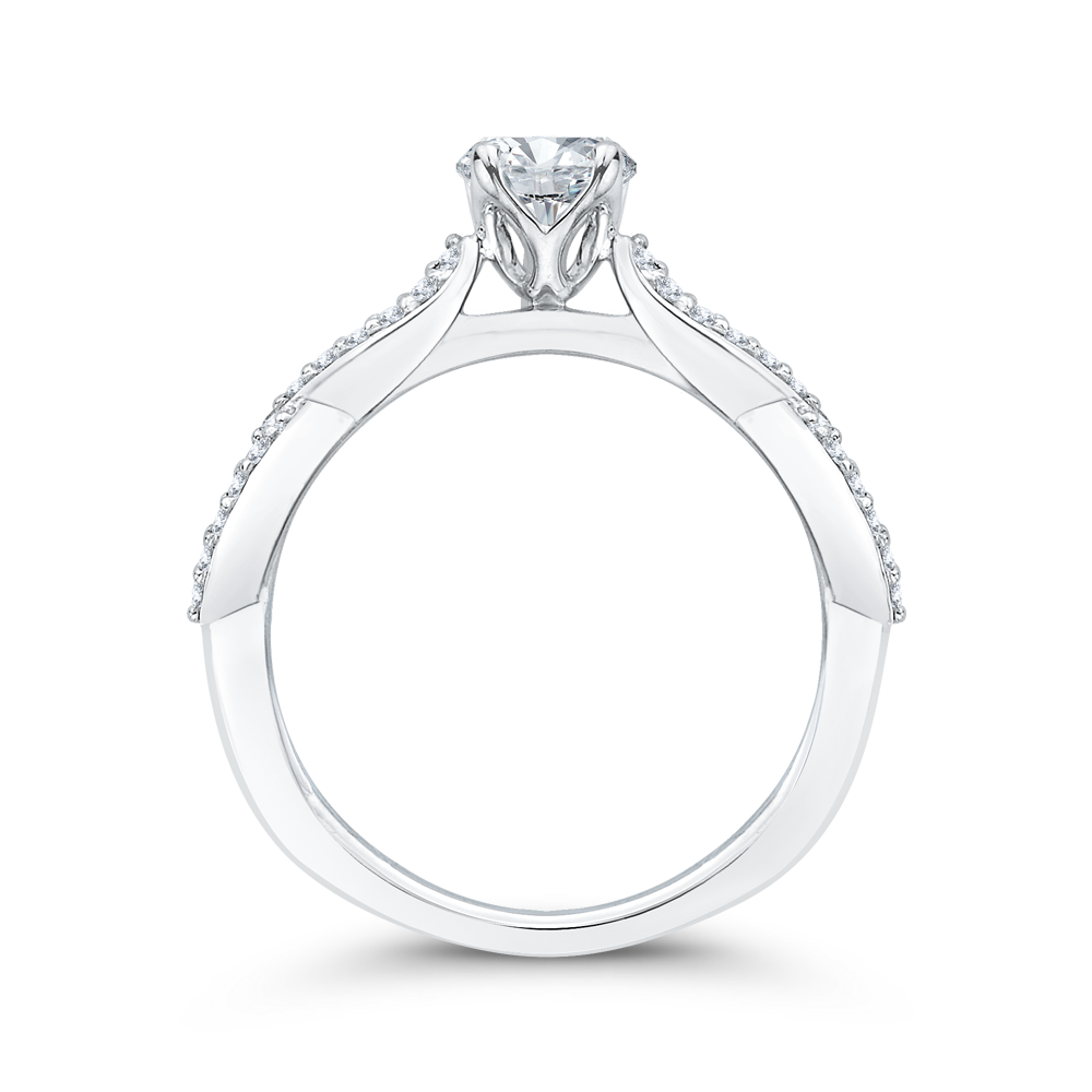 Diamond Floral Engagement Ring in 14K White Gold