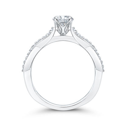 Diamond Floral Engagement Ring in 14K White Gold