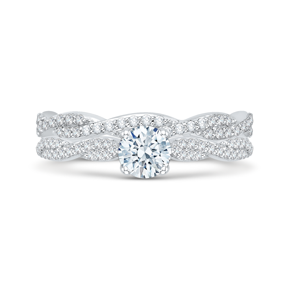 Diamond Floral Engagement Ring in 14K White Gold