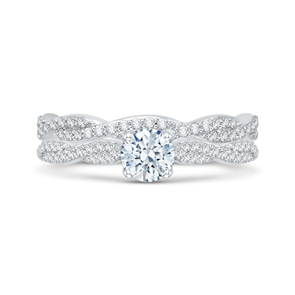 Diamond Floral Engagement Ring in 14K White Gold