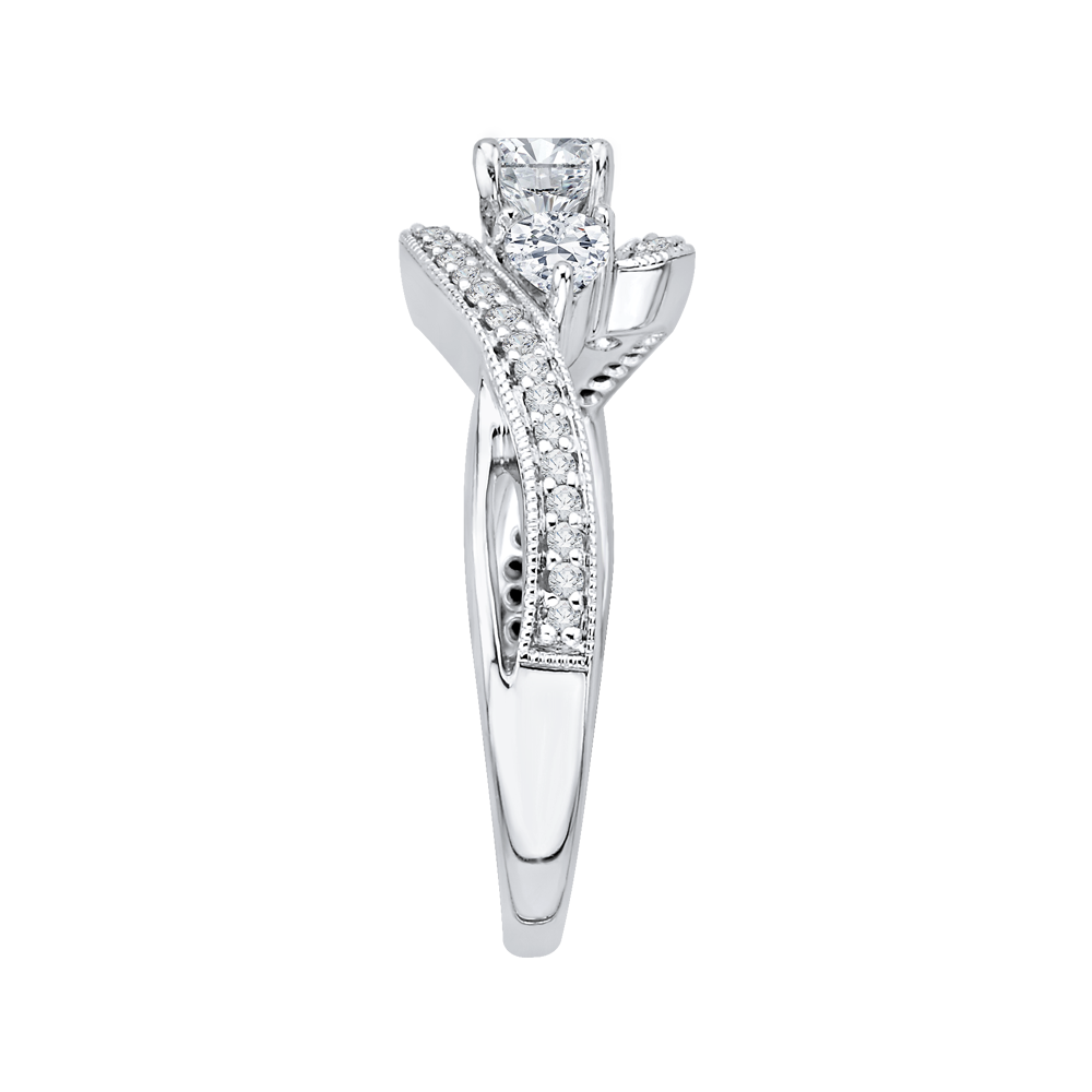 Round Diamond Three-Stone Engagement Ring in 14K White Gold