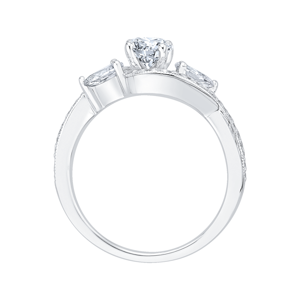 Round Diamond Three-Stone Engagement Ring in 14K White Gold