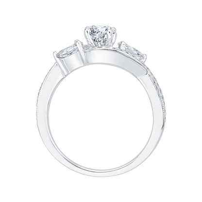 Round Diamond Three-Stone Engagement Ring in 14K White Gold