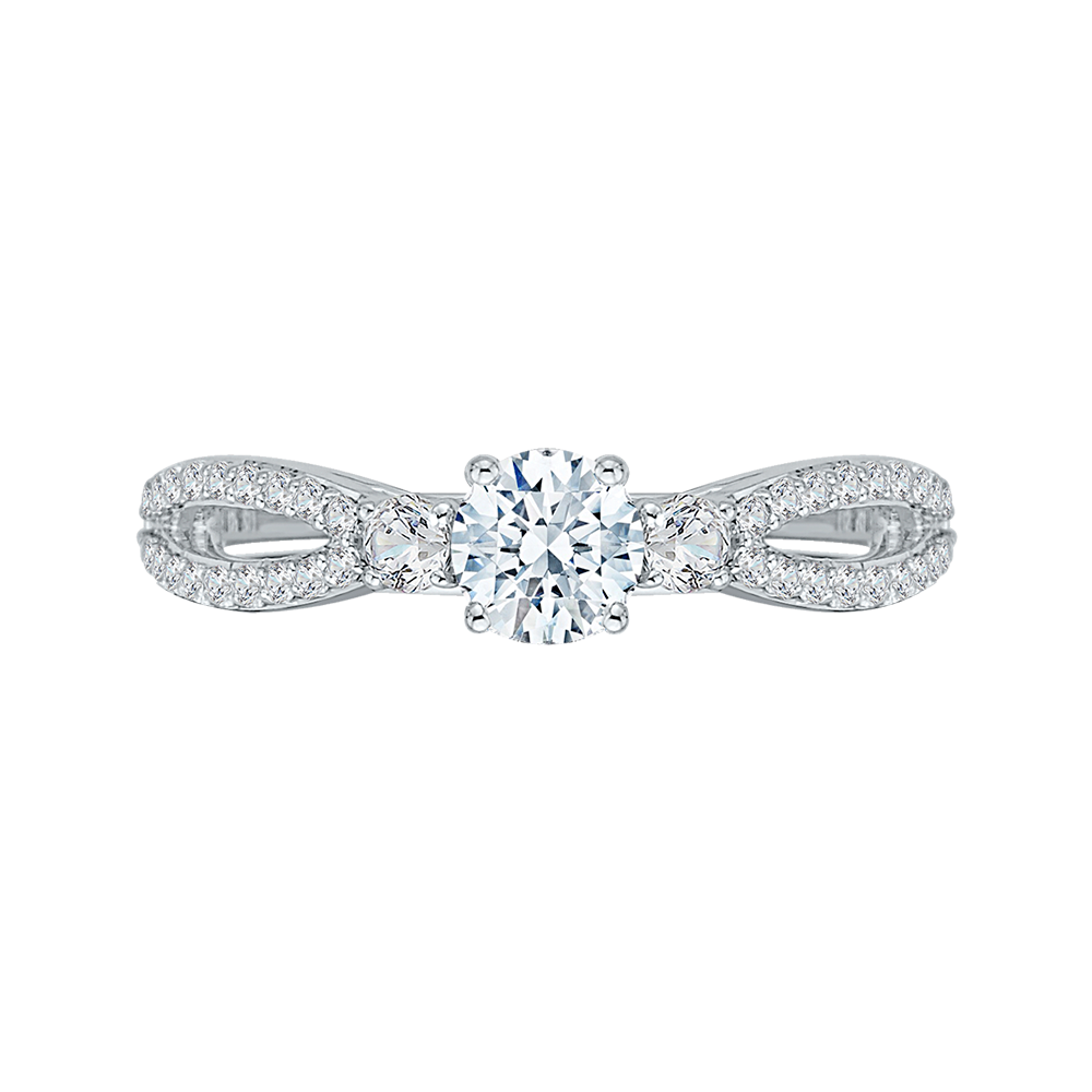 Split Shank Round Diamond Engagement Ring in 14K White Gold