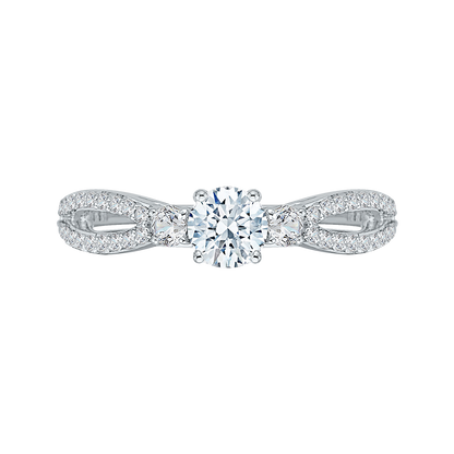 Split Shank Round Diamond Engagement Ring in 14K White Gold