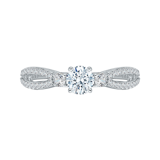 Split Shank Round Diamond Engagement Ring in 14K White Gold