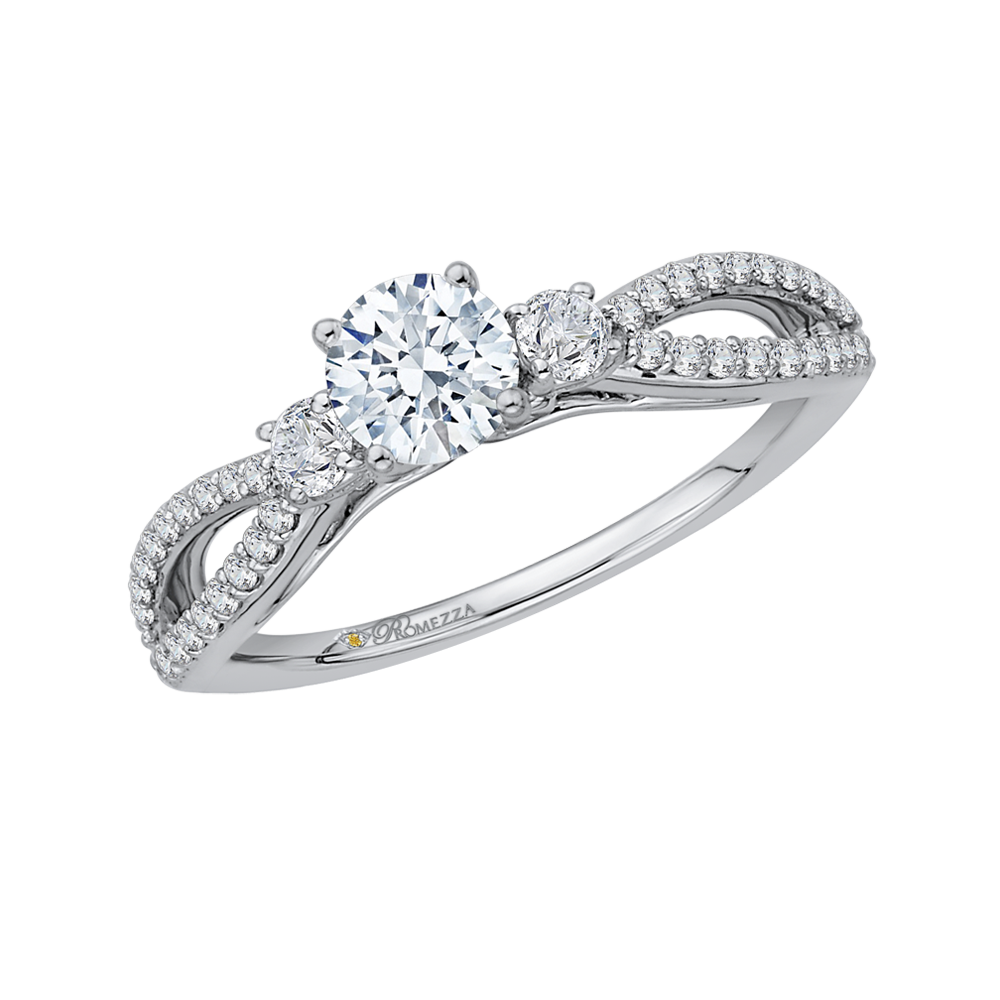 Split Shank Round Diamond Engagement Ring in 14K White Gold