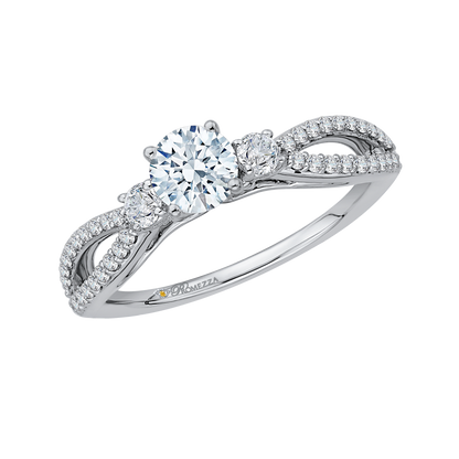 Split Shank Round Diamond Engagement Ring in 14K White Gold