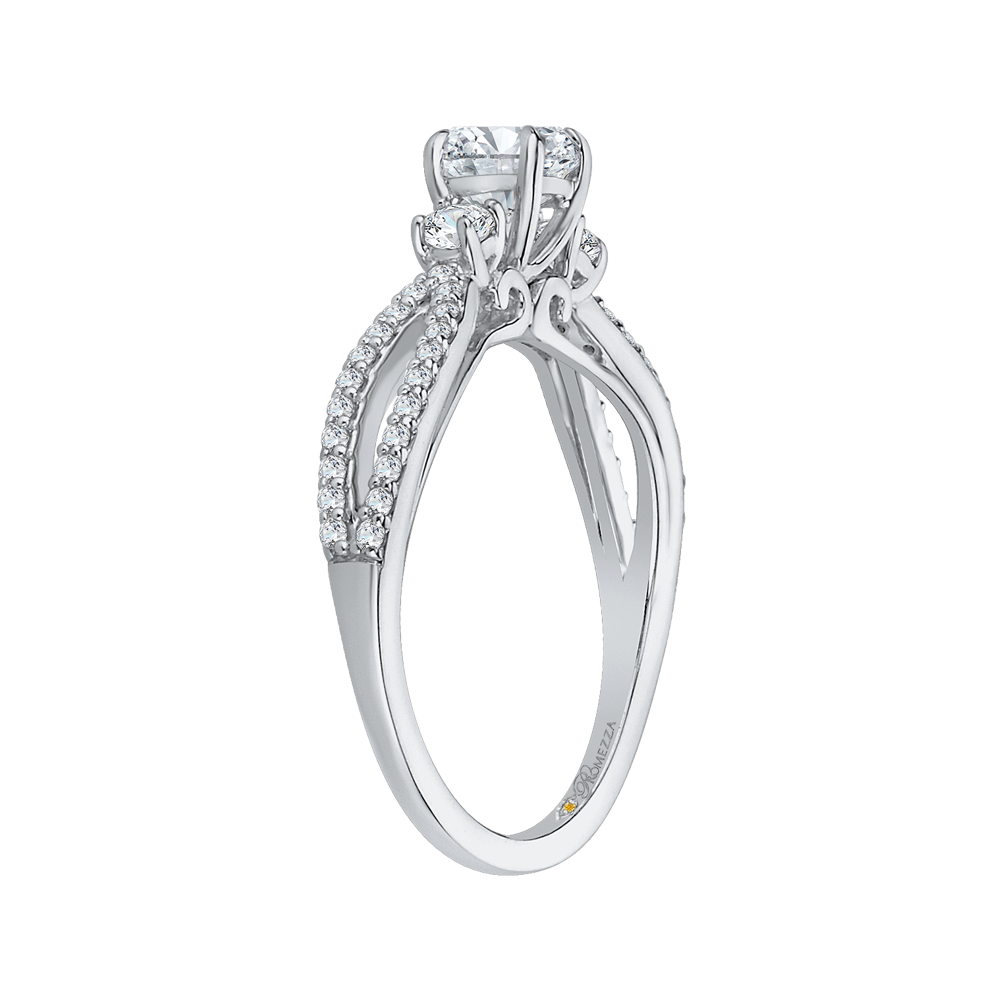 Split Shank Round Diamond Engagement Ring in 14K White Gold