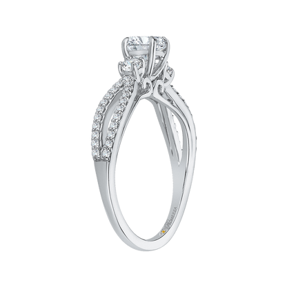 Split Shank Round Diamond Engagement Ring in 14K White Gold