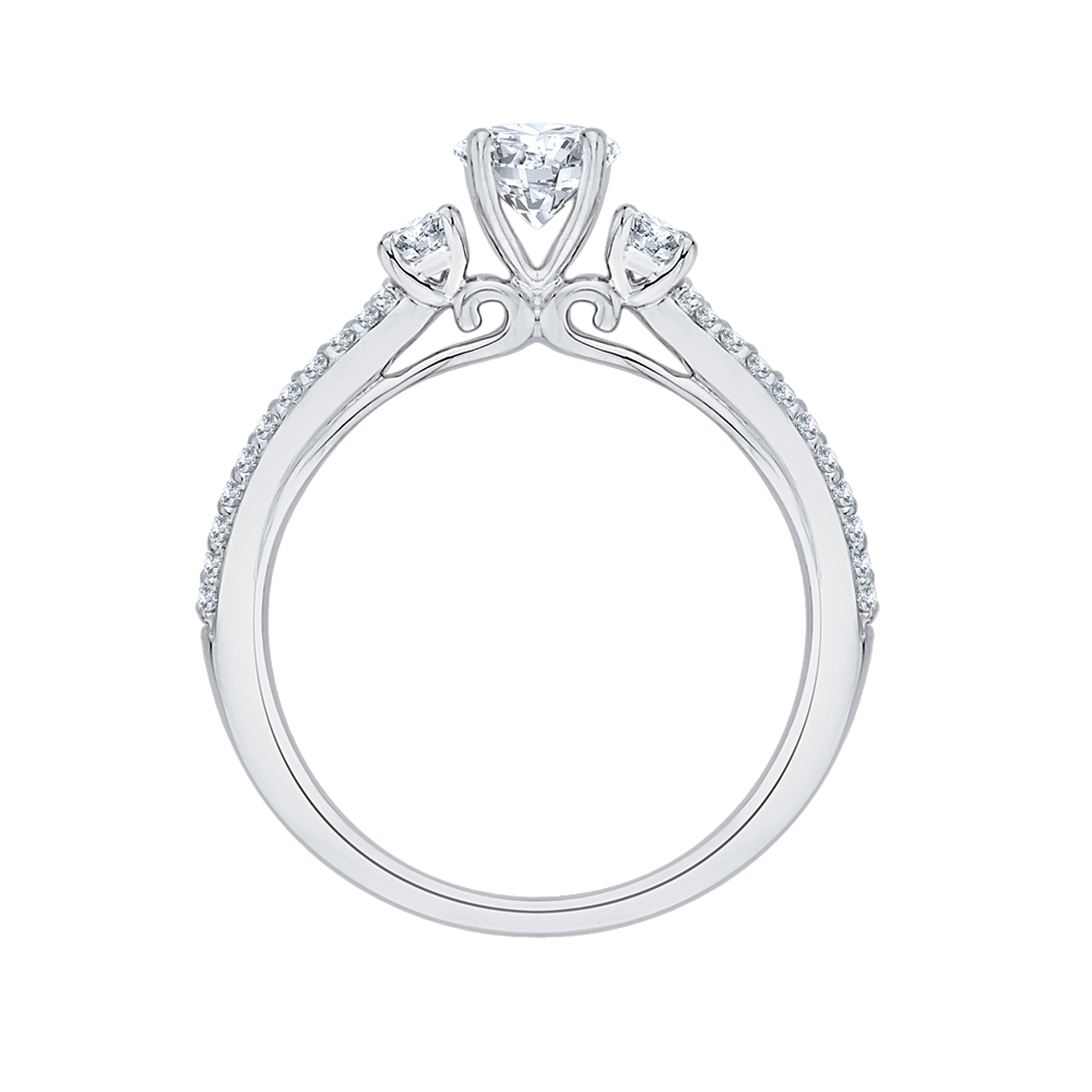 Split Shank Round Diamond Engagement Ring in 14K White Gold