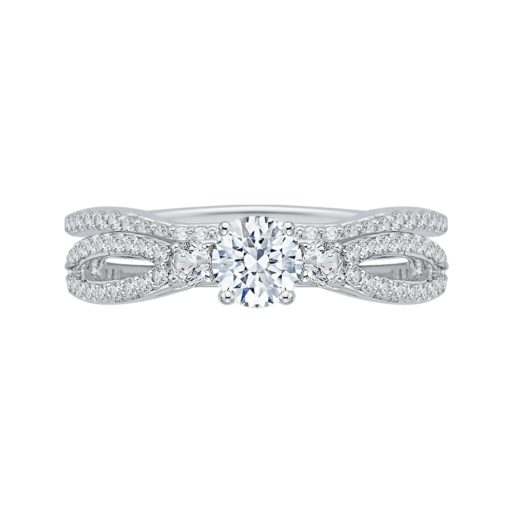 Split Shank Round Diamond Engagement Ring in 14K White Gold