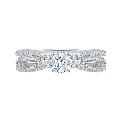 Split Shank Round Diamond Engagement Ring in 14K White Gold