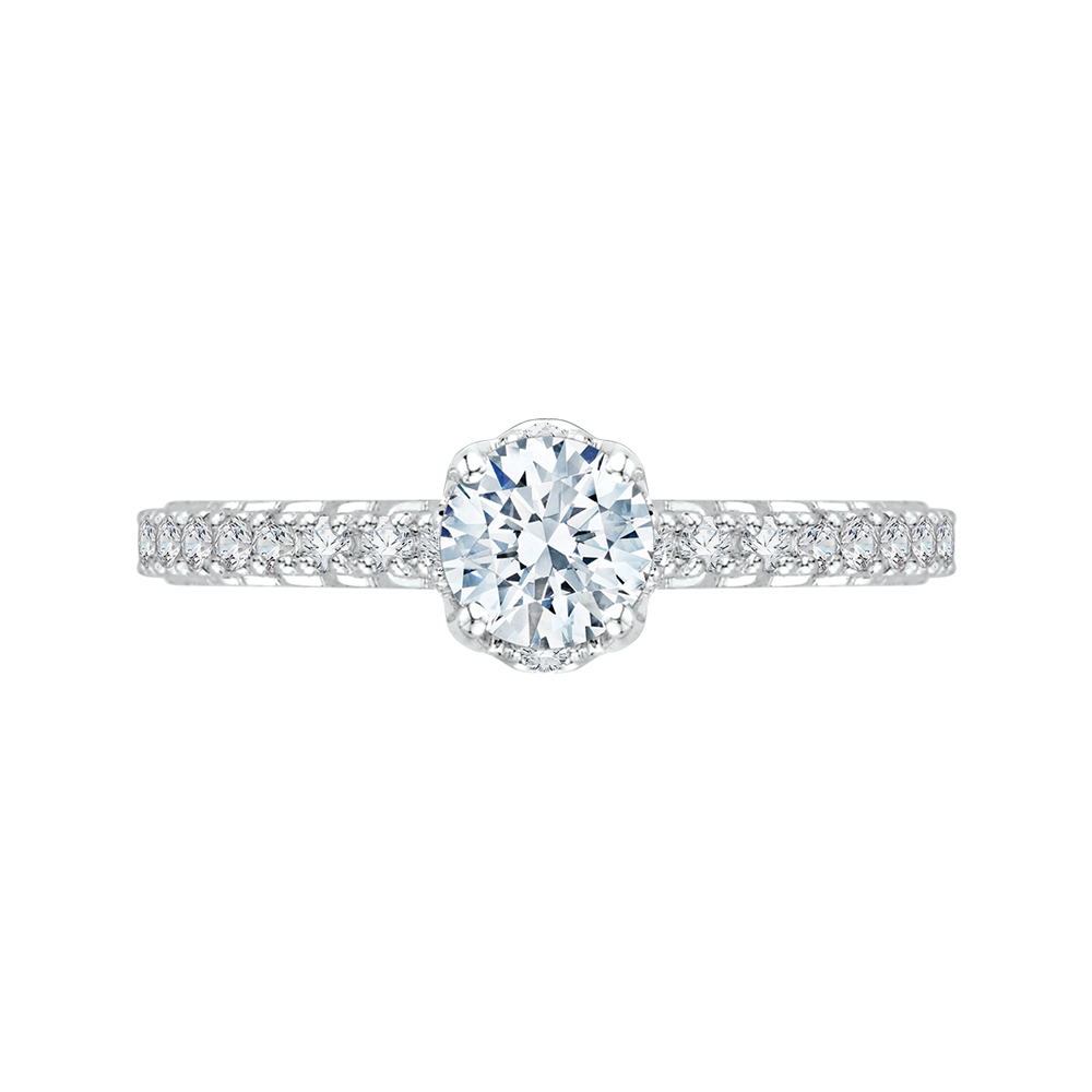 Diamond Floral Engagement Ring in 14K White Gold