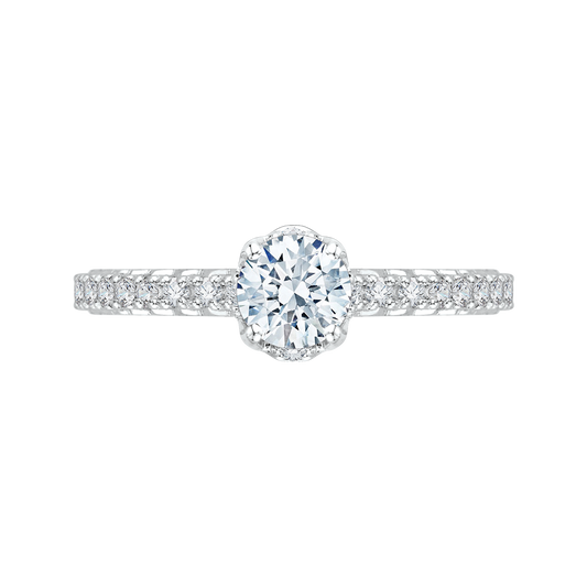 Diamond Floral Engagement Ring in 14K White Gold