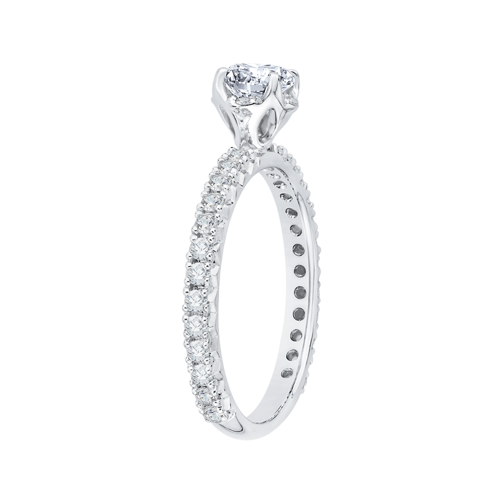 Diamond Floral Engagement Ring in 14K White Gold