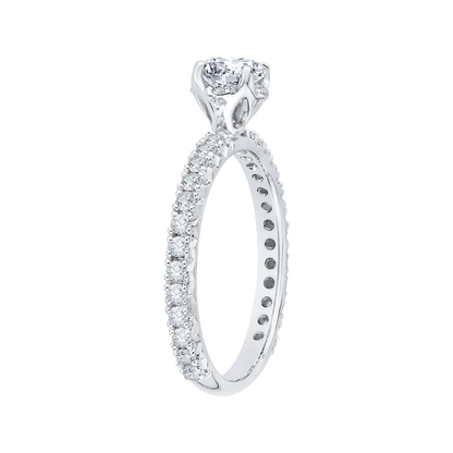 Diamond Floral Engagement Ring in 14K White Gold