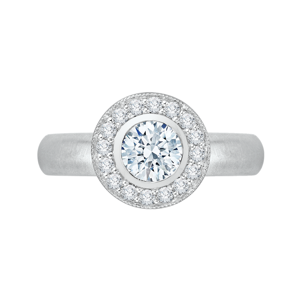 Round Diamond Halo Engagement Ring in 14K White Gold